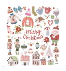 Naklejki z brokatem przytulne święta 43szt - Dalprint dpCraft