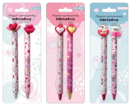Długopis wymazywalny walentynka 2szt mix - Beniamin