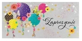 Zaproszenie jaskrawe balony z kopertami 5szt - Henry