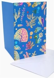 Karnet B6 YG-20-B109 złocony Koralowce niebieski - Fresh