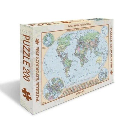 Puzzle 200 - Świat polityczny dla dzieci mapa - Artglob