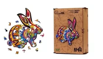 Puzzle drewniane eko 121 Puszysty królik A3 - PuzzleOK