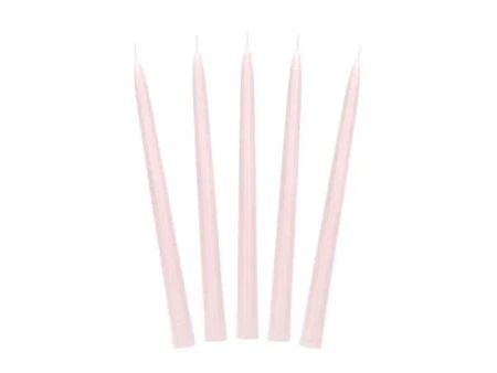 Świeca stożkowa matowa brudny róż 24cm 10szt - PartyDeco