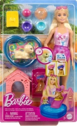 Barbie Puppy Pool Party z akcesoriami zmiana kolor - Mattel
