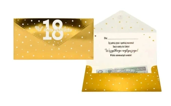Koperta podarunkowa, 18 urodziny (złota)