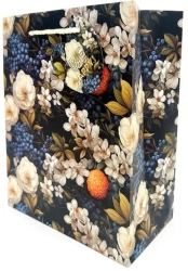 Torebka ozdobna matowa 18x23x10cm Białe Kwiaty - Fresh