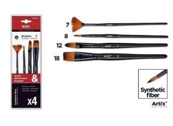 Pędzle syntetyczne 4szt - Artix