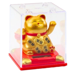 Chiński kot szczęścia w gablocie złoty - Leantoys