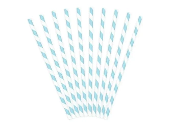Słomki papierowe błękitne 19,5cm 10szt - PartyDeco