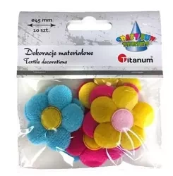 Aplikacje materiałowe kwiaty 45x45mm mix 10szt - Titanum