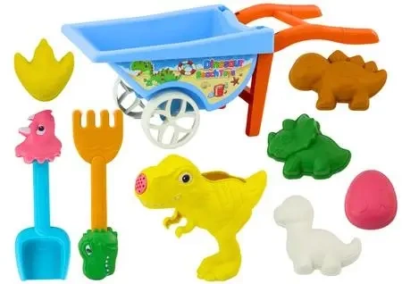 Zestaw zabawek do piasku z taczką dinozaury - Leantoys