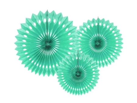 Rozety dekoracyjne miętowe 20-30cm - PartyDeco