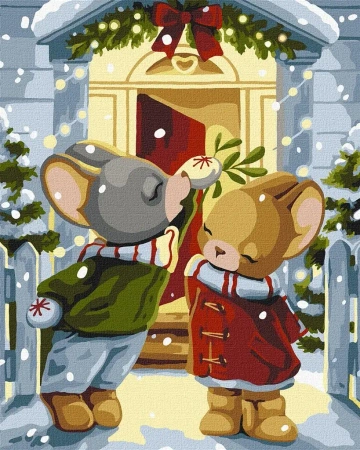 Malowanie po numerach - Pod jemiołą 40x50cm - Ideyka