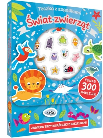 Świat zwierząt. Teczka z zagadkami ( 3 książeczki + wypukłe naklejki) - Opracowanie zbiorowe