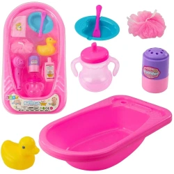 Zestaw do kąpieli dla lalek różowy - Leantoys