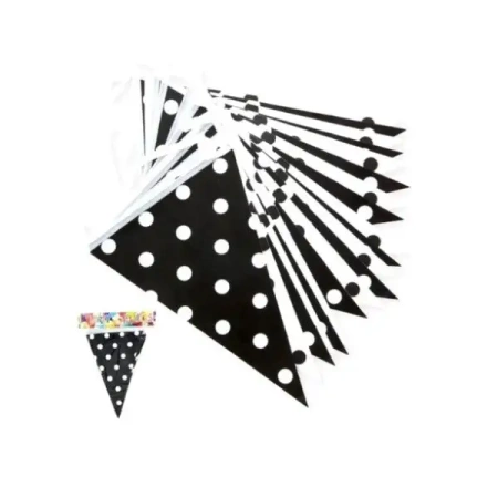 Girlanda flagi w kropki biało-czarna 27.5cmx6m - Penword
