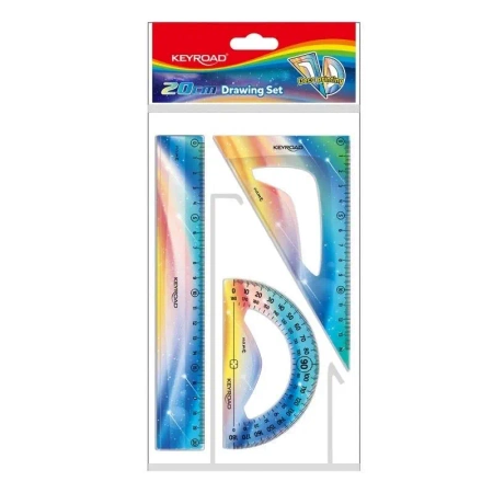 Zestaw geometryczny Twilight z linijką 20cm - Keyroad