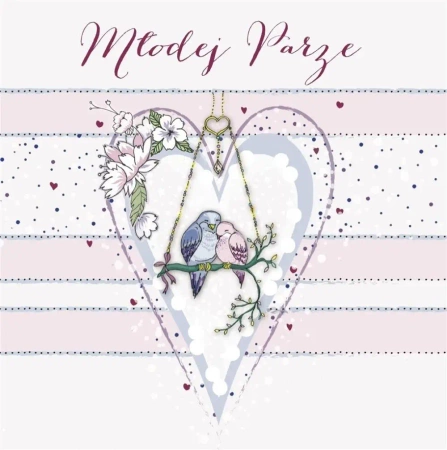 Karnet Swarovski kwadrat CL0224 Ślub ptaszki serce - Clear Creations