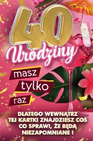 Karnet Urodziny z nakładką na butelkę 40 - YEKU