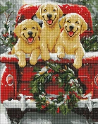 Diamentowa mozaika - Psia przejażdżka 40x50cm - Ideyka