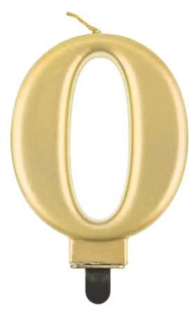 Świeczka cyferka 0 Beauty&Charm metalik złota 8cm - Godan