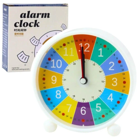 Budzik dziecięcy kwarcowy kolorowy 12cm - Leantoys