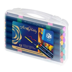 Markery akrylowe dwustronne trókątne 12szt ASTRA