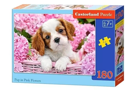 Puzzle 180 Szczeniak w pąkach kwiatów CASTOR - Castorland