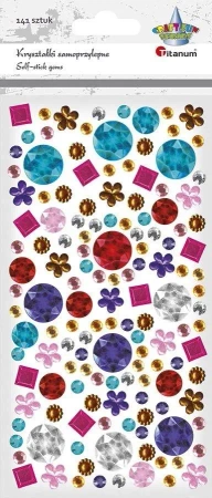 Kryształki samoprzylepne kwiatki, kwadraty 141szt - Titanum