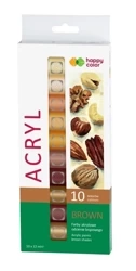 Farby akrylowe 12ml 10kol brązowy HAPPY COLOR - GDD
