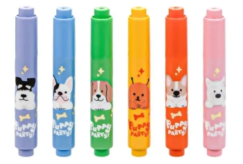 Zakreślacze mini Puppy Party 6 kolorów M&G