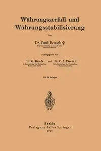 Wahrungszerfall Und Wahrungsstabilisierung - Paul Beusch