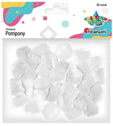 Pompony akrylowe 25mm białe 30szt. - Titanum