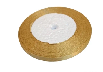 Wstążka satynowa 186 ciemny złoty 6mm/32m - Brewis