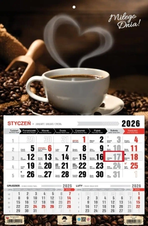 Kalendarz 2026 jednodzielny kawa - Pan Kalendarzyk