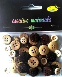 Guziki drewniane brązowe 10-15mm 20g - Galeria Hobby