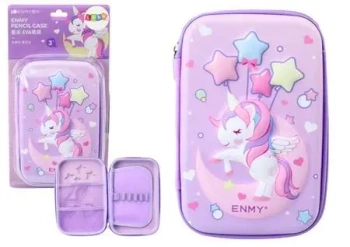 Piórnik rozkładany z jednorożcem fioletowy 23x15cm - Leantoys