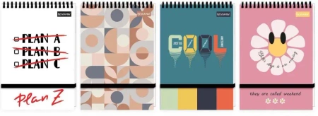 Kołonotes A6 UV 96k.kratka zamykany na gumkę 1szt.mix - BENIAMIN