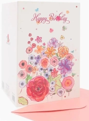 Karnet B6 ZZG-190510 złocony Urodziny kwiaty - Fresh