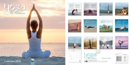 Kalendarz 2026 ścienny kwadrat Joga i medytacja - Flame Tree