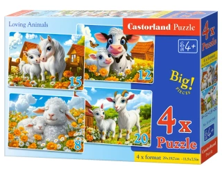 Puzzle x 4 Kontur Loving Animals CASTOR - Castorland