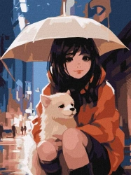 Malowanie po numerach -Razem pod parasolem 30x40cm - Ideyka