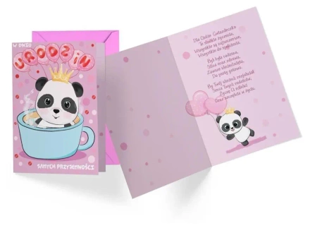 Karnet B6 PR-411 Urodziny dziecięce (panda) - Kukartka