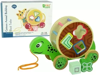 Klocki drewniane sorter Żółw do ciągnięcia - Leantoys