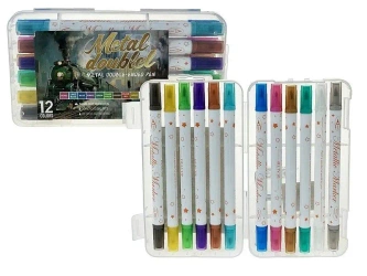 Flamastry dwustronne 12 kolorów - ADAR