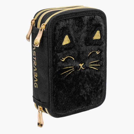 Piórnik potrójny z wyp Astrabag Fluffy Kitty Black - ASTRA papiernicze