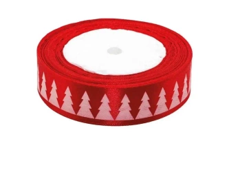 Wstążka satynowa z motywem świątecznym 25mmx22m - Brewis