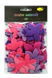 Kwiatki z filcu tonacja różowo-fioletowa 60szt - Galeria Hobby