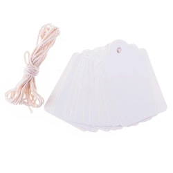 Zawieszki ze sznurkiem szyld 12szt białe - Dalprint dpCraft