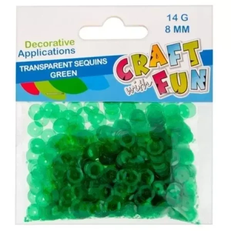 Cekiny transparentne 8mm zielony - Craft with Fun